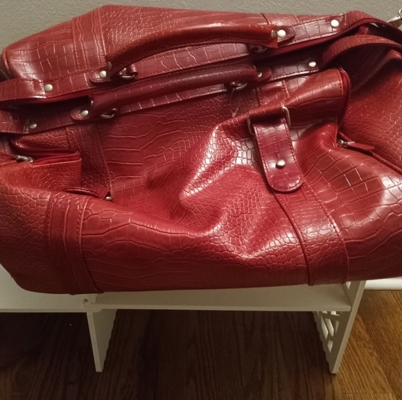 Bath & Body Works Handbags - Bath and Body Works Faux Leather Snake Skin Bag